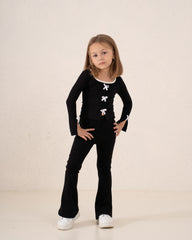 Contrast Bow Long-Sleeve Top