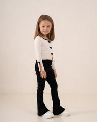 Contrast Bow Long-Sleeve Top