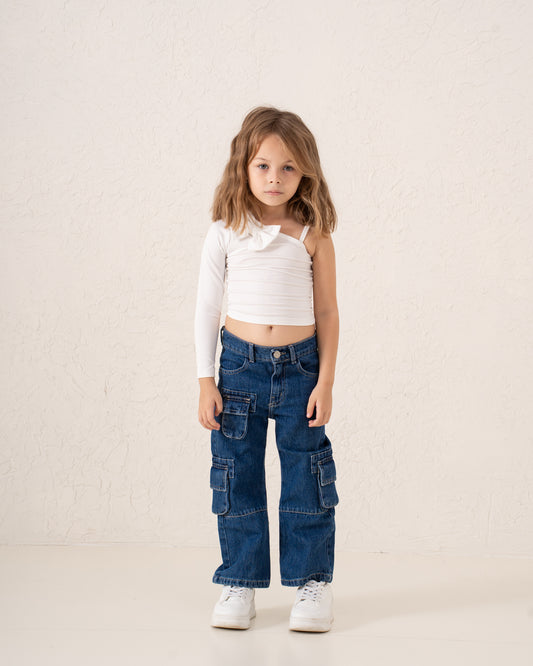 One Shoulder Bow Detail Top