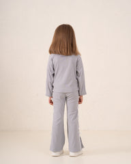 Ribbed Bow Trim Long Sleeve Top