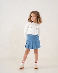 Embroidered Floral Ribbed Top - Venti