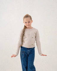 Embroidered Floral Ribbed Top - Venti