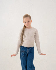 Embroidered Floral Ribbed Top - Venti