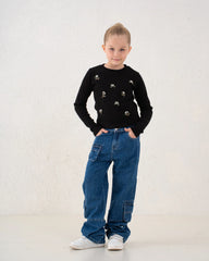 Embroidered Floral Ribbed Top - Venti