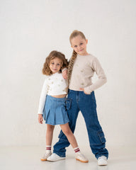 Embroidered Floral Ribbed Top - Venti