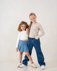 Embroidered Floral Ribbed Top - Venti