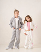 Cropped Zip Hoodie With Side Stripes & Bows - Venti