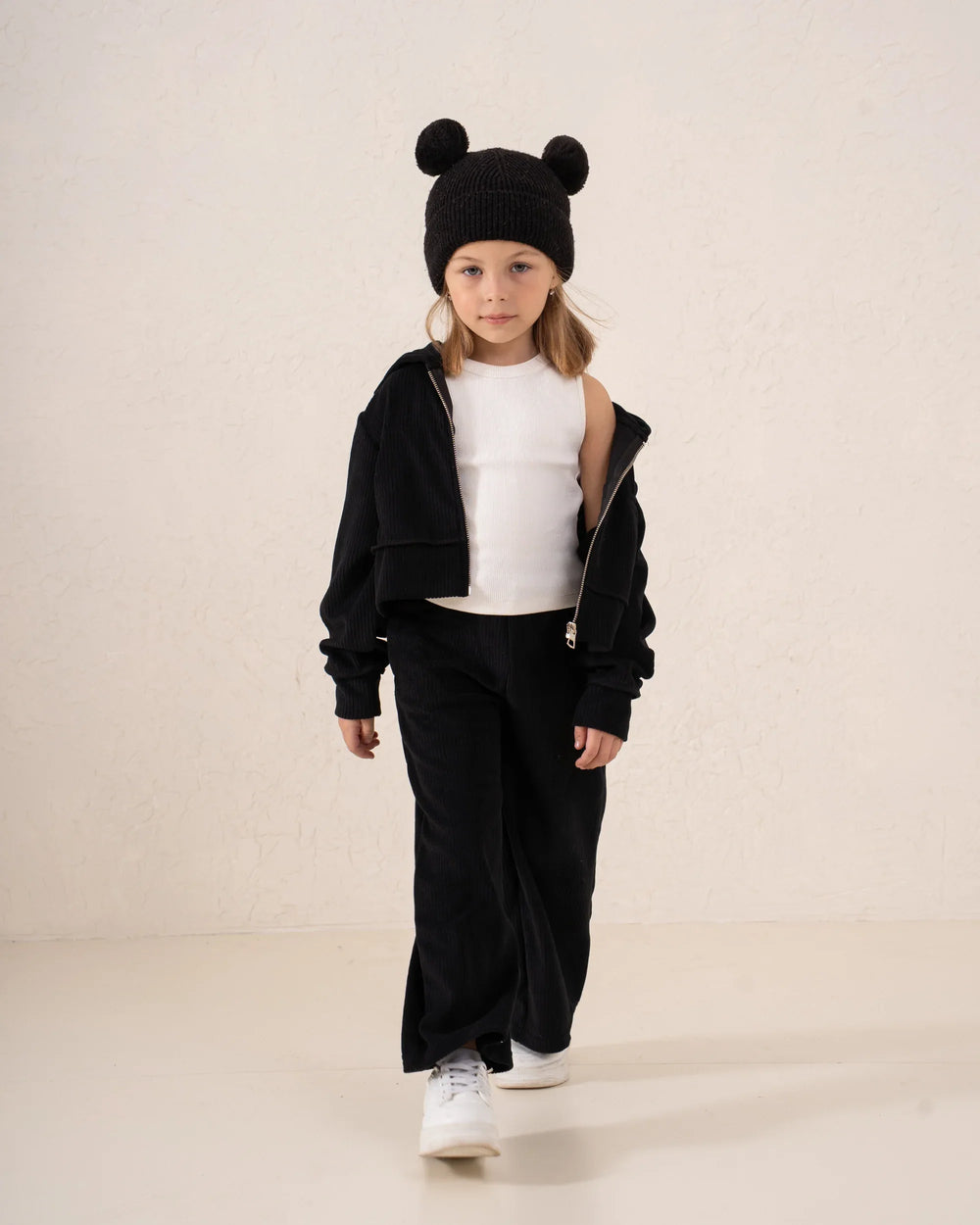 Cropped Zip Corduroy Hoodie - Venti