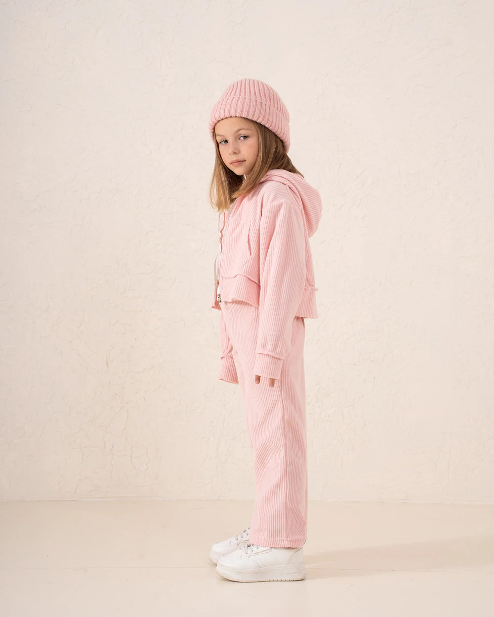 Cropped Zip Corduroy Hoodie - Venti