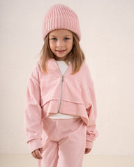 Cropped Zip Corduroy Hoodie