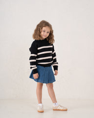 Unfinished Hem Striped Knit Sweater