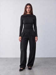 Women folded sides pants