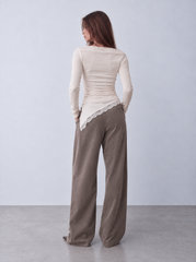 Women folded sides pants