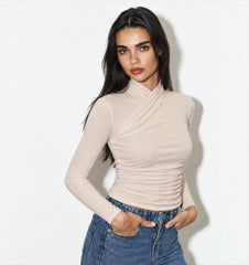 Women assymetric cross top