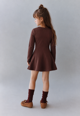 Girls' "Sweet Bow" Long-Sleeve Dress – Flared Mini