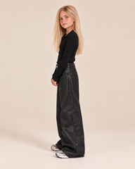 Girl leather front pockets