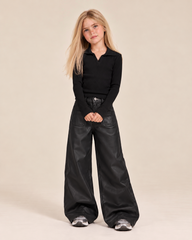 Girl leather front pockets