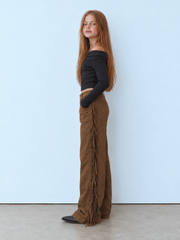 Girl suede fringes pants