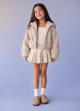 Girl wool zip up crop jacket
