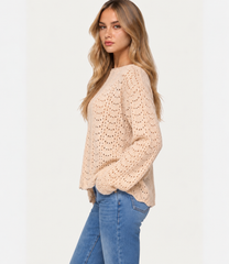 Teens' "Open-Knit" Boatneck Sweater – Cozy Pierced Knit Pullover