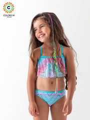 Girls' "Lagoon Glow" Flounce Bikini Set