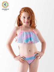 Girls' "Mermaid Sunset" Flounce Bikini Set