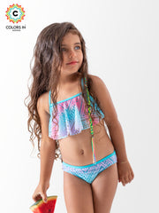 Girls' "Lagoon Glow" Flounce Bikini Set