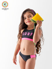Girls' "Surf Vibe" High-Neck Bikini Set