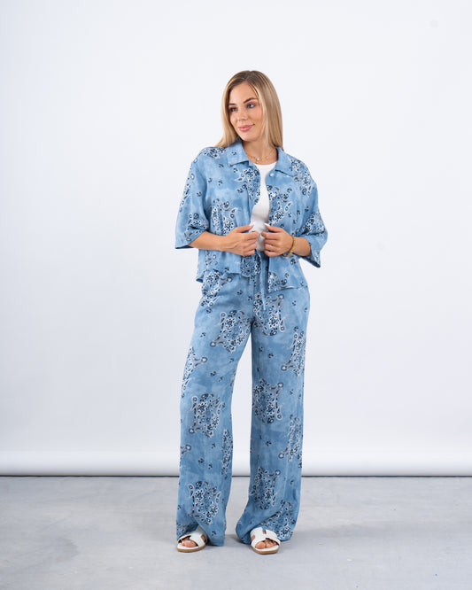 Printed Wide-Leg Pants