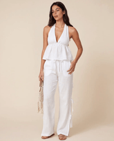 Teens Dreamy Peplum Halter White Top