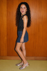 Girl sparkled denim skort