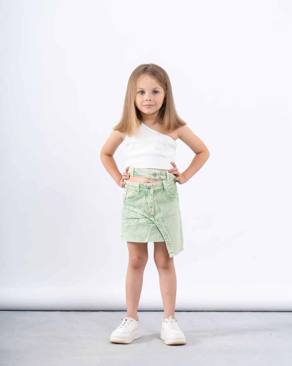 Washed Effect Asymmetric Skirt - Venti