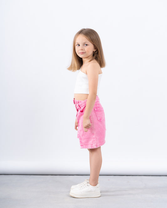 Washed Effect Asymmetric Skirt