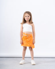 Washed Effect Asymmetric Skirt