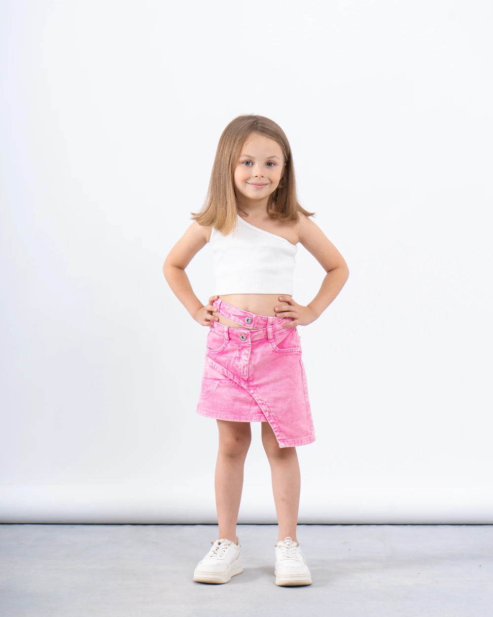 Washed Effect Asymmetric Skirt - Venti