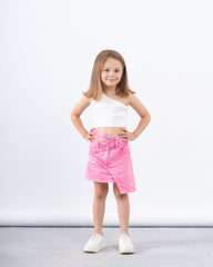 Washed Effect Asymmetric Skirt