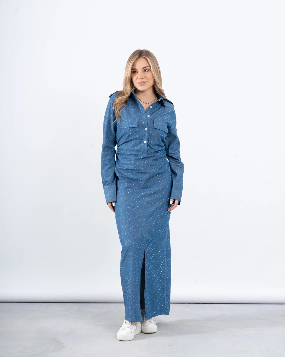 Embellished Denim Maxi Dress - Venti