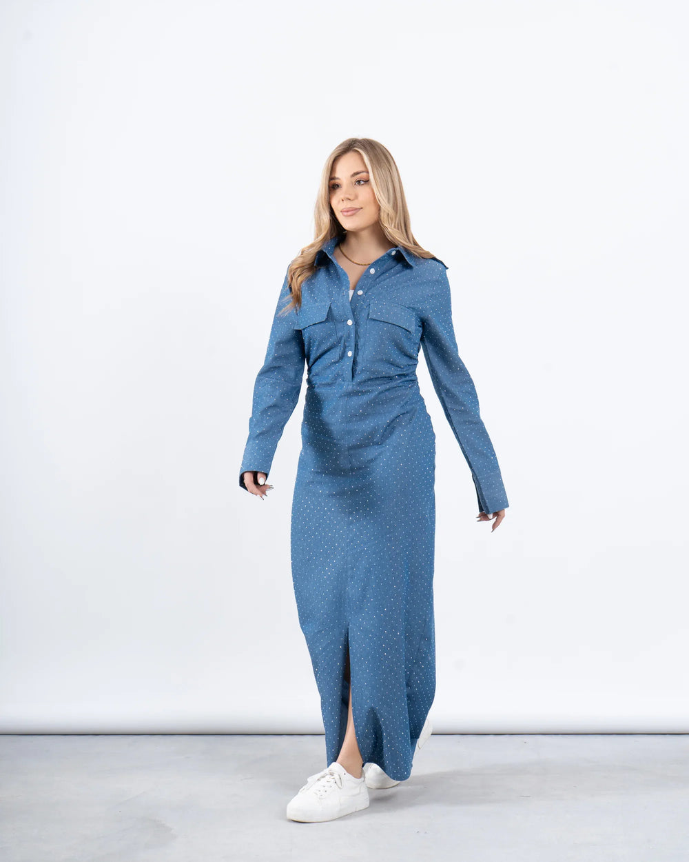 Embellished Denim Maxi Dress - Venti
