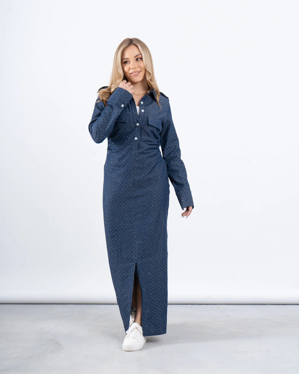 Embellished Denim Maxi Dress - Venti