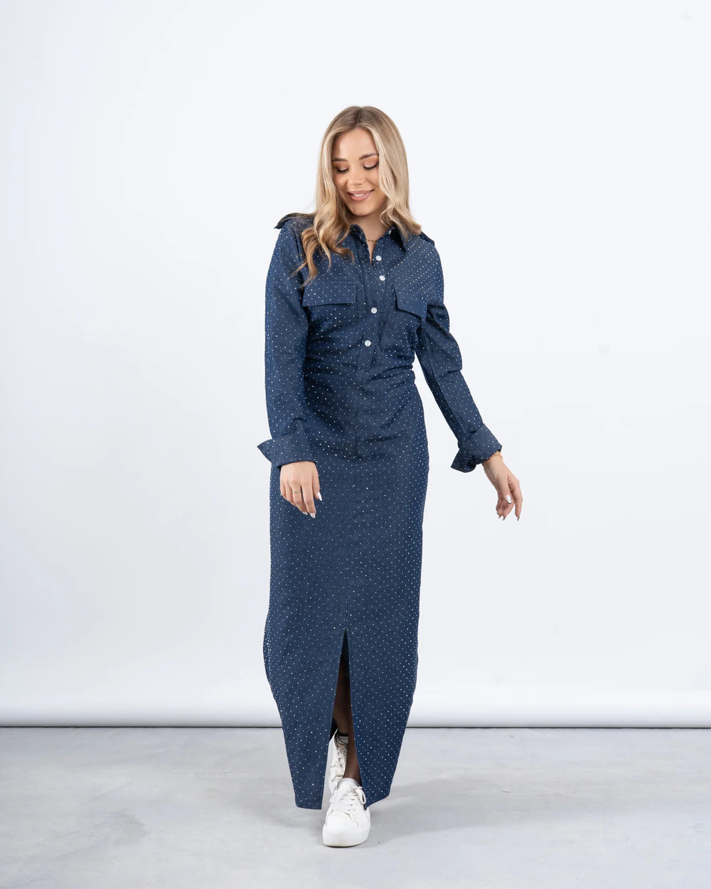 Embellished Denim Maxi Dress - Venti