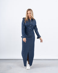 Embellished Denim Maxi Dress