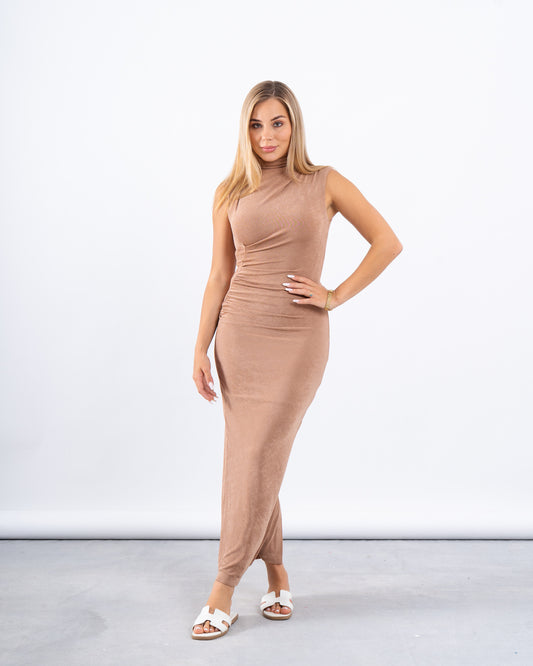 Sleeveless Maxi Dress With Ruched Detail