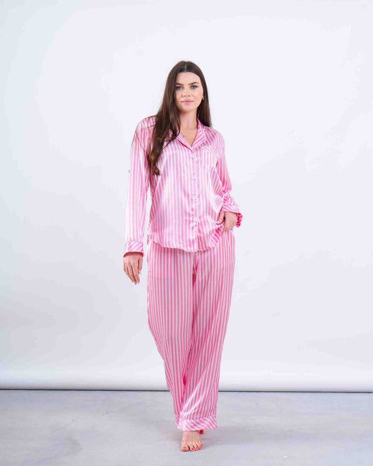 Striped Satin Pajama Set
