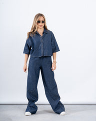 Embellished Sparkling Wide-Leg Pants