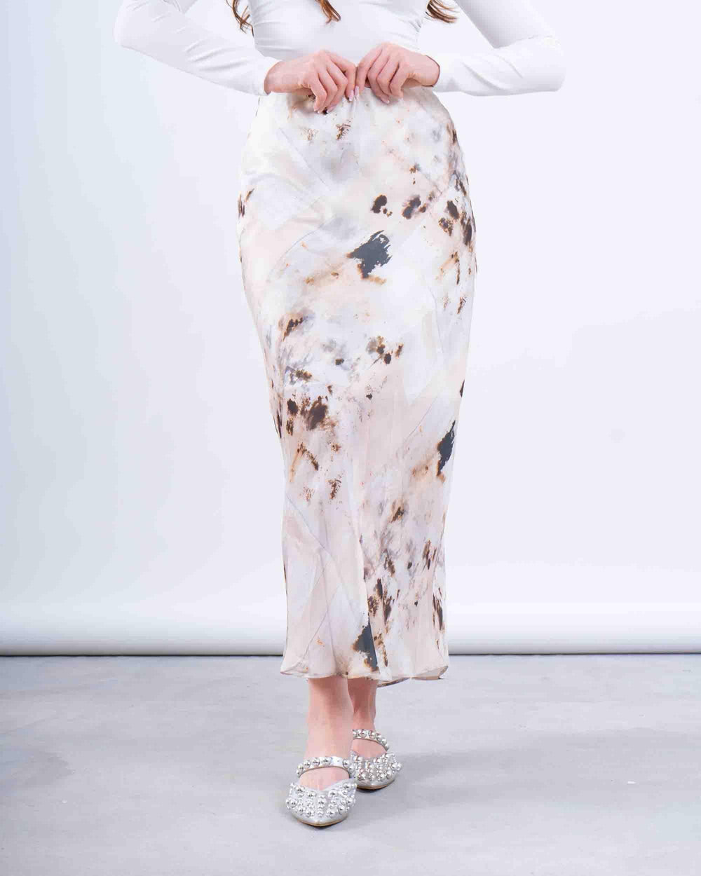 Printed Satin Maxi Skirt - Venti