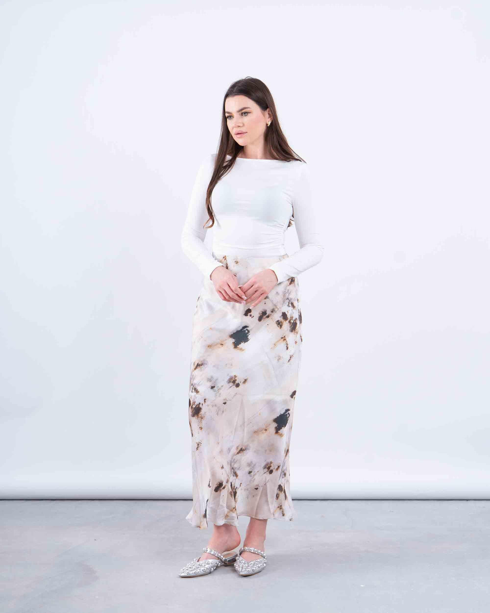 Printed Satin Maxi Skirt - Venti