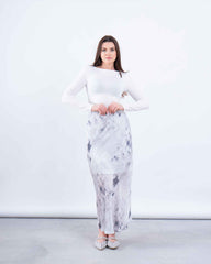 Printed Satin Maxi Skirt