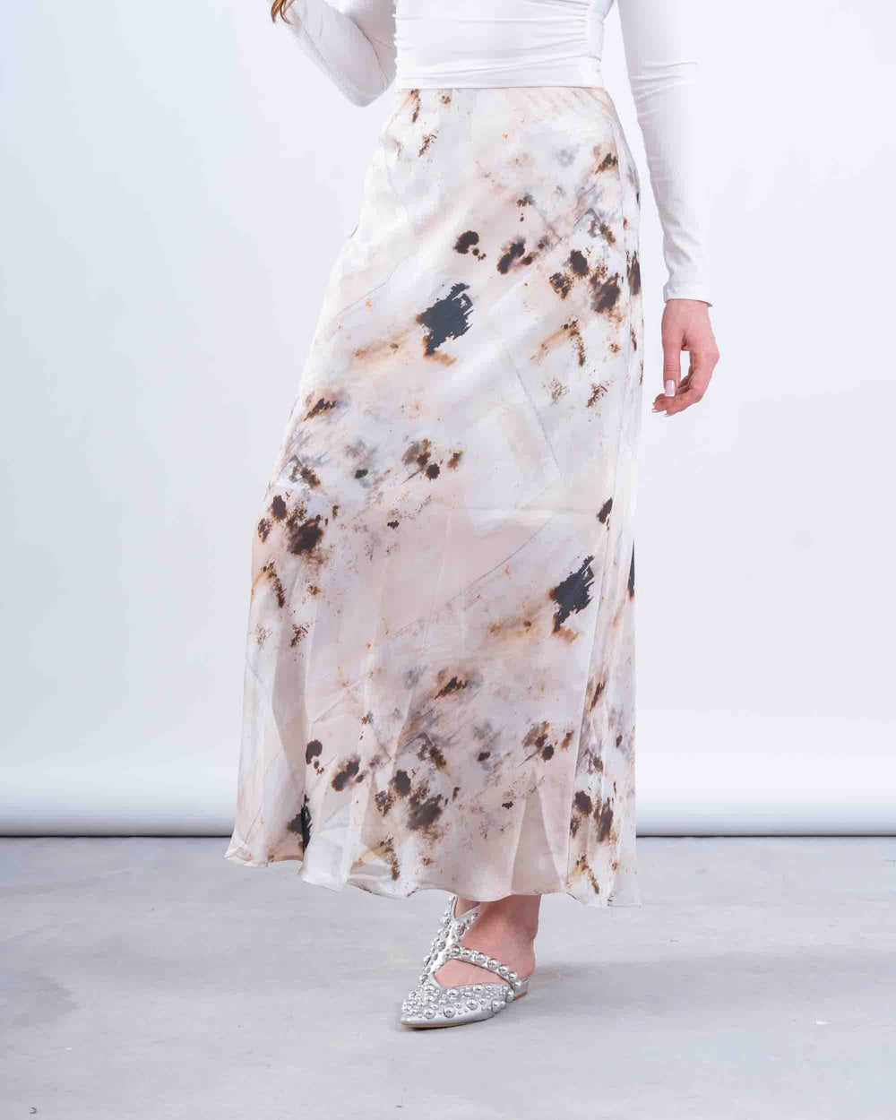 Printed Satin Maxi Skirt - Venti