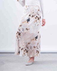 Printed Satin Maxi Skirt