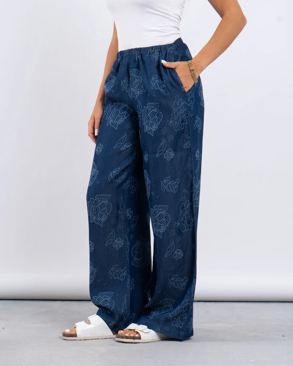 Floral Jacquard Wide-Leg Pants - Venti